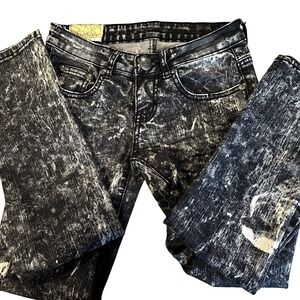 Machine Jeans Nouvelle Mode- US25/Italy 39(Size 0)-Black Acid Wash Jeans Italian